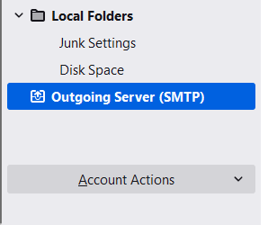 Highlighted option labeled Outgoing Server SMTP