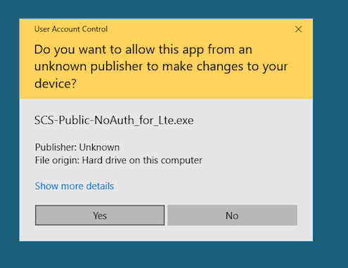 Screenshot of User Account Control window