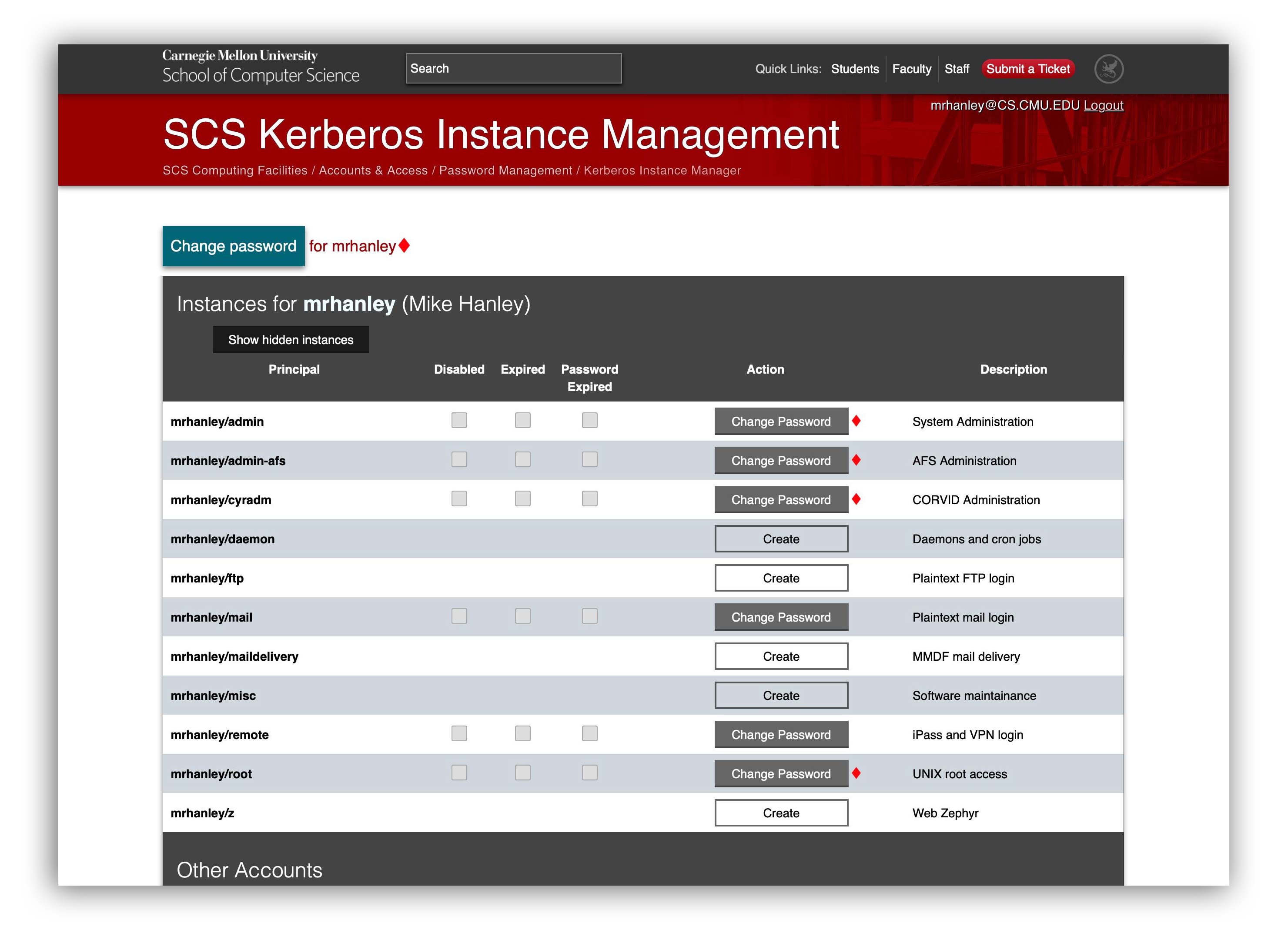 The new Kerberos Instance Manager appearance.